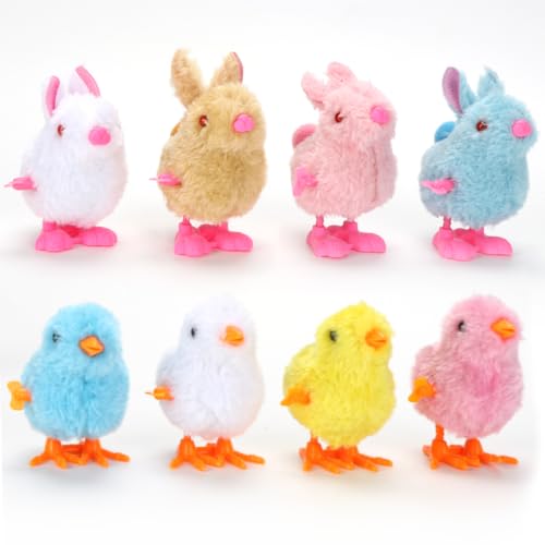 Meleager 8 Stück Huhn Hasen Aufziehspielzeug, Huhn Kuscheltier, Osterküken Deko, Osterküken, Ostern Kuscheltier, Küken Kuscheltier, Ostergeschenk Kinder von Meleager