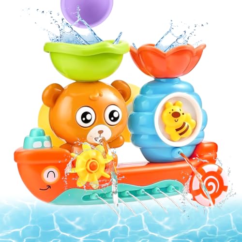 Meleager Badespielzeug，Badewannenspielzeug Kinder，Wasserspielzeug Badewanne，mit Wasserschöpfer, Bär und Biene,Spielzeug Geburtstag Geschenk für Jungen und Mädchen im Alter von 2 3 4 5 6 Jahren von Meleager