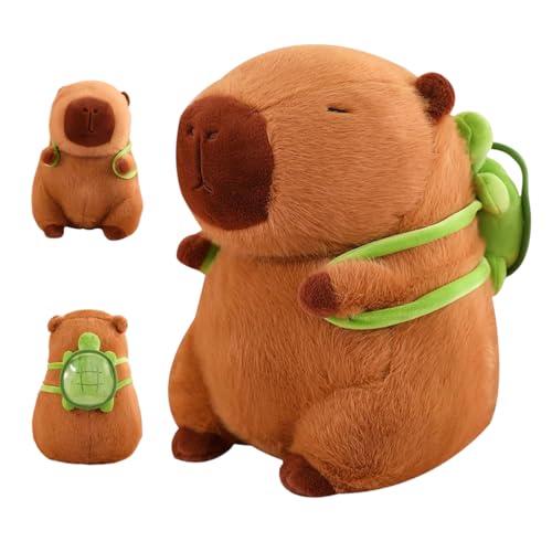 Meleager Capybara Kuscheltier, Capybara Plüschtier für Kinder ，Capybara mit Schildkrötenrucksack，Stofftier Capybara Geschenk, Capybara Plush Für Mädchen Jungen（23cm） von Meleager