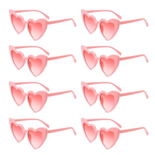 Meleager Retro Herz Sonnenbrille, Herzförmige Sonnenbrille Rosa, 8 Stück Sonnenbrillen Set Party, Vintage Herzform Brille, Hippie Brille Herz 90er, für Party, Hochzeit, Karneval, Halloween von Meleager