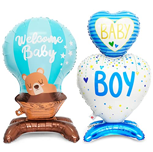 XXL Baby Boy Folienballons, Baby Dusche Taufe Ballon Blau, Junge Geburt Folienballon, Welcome Baby Luftballons, Baby Shower Deko Boy, Baby Party Dekoration, Baby Willkommen Party Geschenke von Meleager