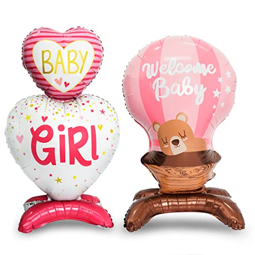 XXL Baby Girl Folienballons, Welcome Baby Luftballons, Mädchen Geburt Folienballon, Baby Dusche Taufe Ballon Rosa, Baby Shower Deko Girl, Baby Party Dekoration, Baby Willkommen Party Geschenke von Meleager