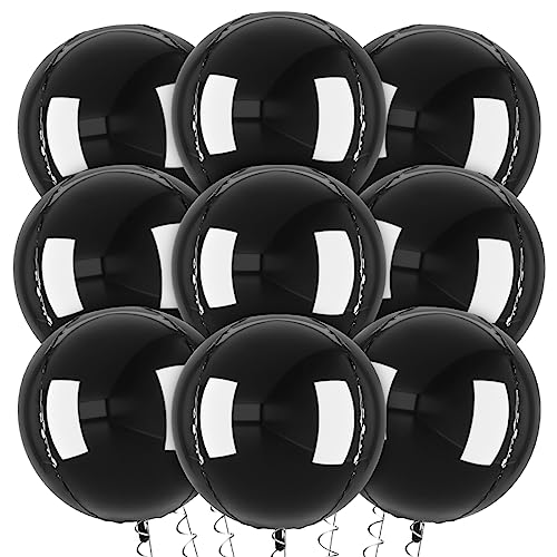 XXL Schwarze Luftballons, 9 Stück Schwarze Folienballons, 22 Zoll Groß 4D Schwarze Foil Ballons, Schwarz Ballons für Geburtstag Party Hochzeiten Halloween Weihnachten Jahrestag Dekorationen von Meleager