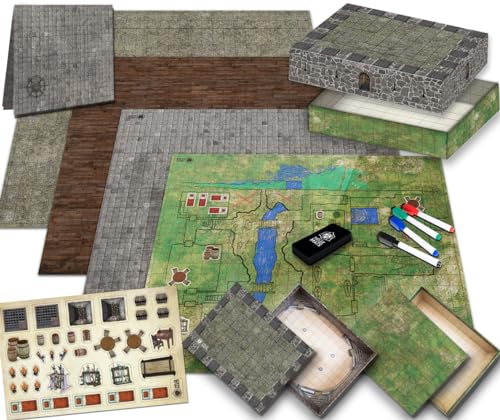 Ultimate Battle Grid Spielbrett – trocken abwischbare quadratische RPG-Miniatur-Matte – Tisch-Rollenspiel-Würfelkarte – tragbare, Wiederverwendbare Dragons Gaming Dungeon von Melee Mats