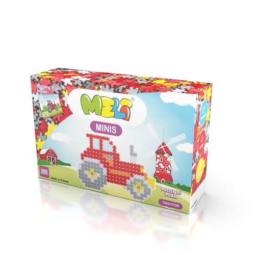 Meli Minis Traktor 250 | 250 Bausteine in Rot, Blau, Grau, Schwarz & Gelb | Konstruktionsspielzeug für Kinder ab 3 Jahren | Kreatives Lernspiel für Feinmotorik & räumliches Denken von Meli