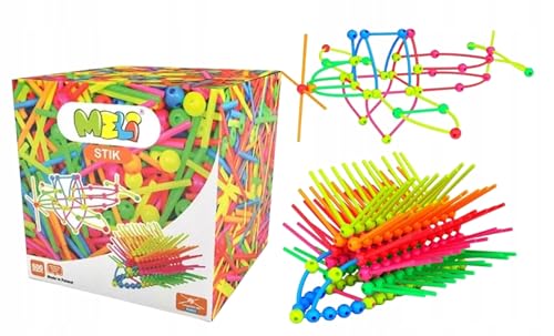 Meli Stik Neon 600 | 400 Bunte Stäbchen & 200 Kugeln | Flexibles Stecksystem für kreative 3D-Konstruktionen | Fördert Feinmotorik & logisches Denken | Konstruktionsspielzeug ab 3 Jahren von Meli