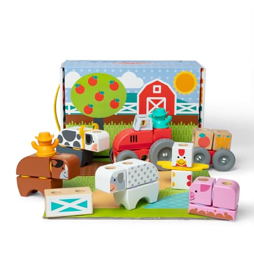 Melissa & Doug Blockables Bauernhof Bauset - 56 teiliges Set mit Holzbausteinen, Steckverbindungen, Filzaccessoires und mehr für kreatives Bauen und Spielen, für Kinder ab 2 Jahren - FSC zertifizierte Melissa & Doug Blockables Bauernhof Bauset - 56 teiliges Set mit Holzbausteinen, Steckverbindungen, Filzaccessoires und mehr für kreatives Bauen und Spielen, für Kinder ab 2 Jahren - FSC zertifizierte von Melissa & Doug