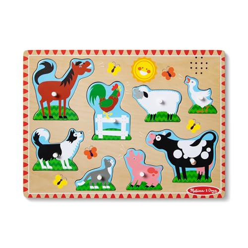 Melissa & Doug Bauernhoftiere Sound Puzzle - 8-teiliges Steckpuzzle aus Holz mit Tieren und Sound-Effekten, fördert Motorik und Hörvermögen, ab 2 Jahren Melissa & Doug Bauernhoftiere Sound Puzzle - 8-teiliges Steckpuzzle aus Holz mit Tieren und Sound-Effekten, fördert Motorik und Hörvermögen, ab 2 Jahren von Melissa & Doug