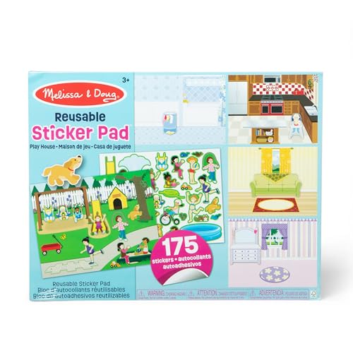 Melissa & Doug Wiederverwendbare Stickerbücher Spielhaus, Reiseaktivitäten für Kleinkinder, Wiederverwendbare Sticker ideal für unterwegs im Auto oder Flugzeug, Kinderbücher Alter 3-4 Jahre von Melissa & Doug