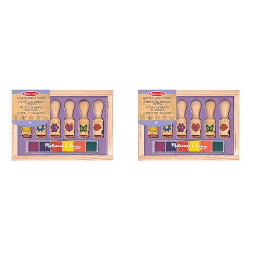 Melissa & Doug 12407 Happy Handles Stempelset aus Holz, mit Schablonen, Mehrfarbig (Packung mit 2) von Melissa & Doug