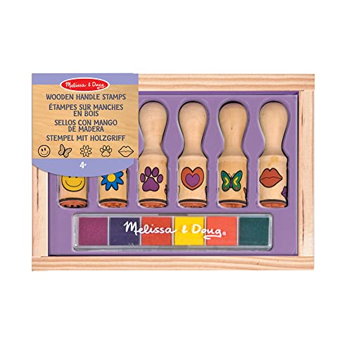 Melissa & Doug 12407 Happy Handles Stempelset aus Holz, mit Schablonen, mehrfarbig von Melissa & Doug