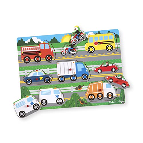 Melissa and Doug Fahrzeuge Holzpuzzle Kinder , Puzzle ab 2 Jahre , Greifpuzzle Steckpuzzle Holz ab 2 Jahre , Holzpuzzle ab 2 , Holzspielzeug Spiele ab 2 Jahre , Schichtpuzzle Holz Puzzles Kind von Melissa & Doug