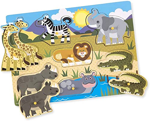 Melissa and Doug Safari Holzpuzzle Kinder | Puzzle ab 2 Jahre | Greifpuzzle Steckpuzzle Holz ab 2 Jahre | Holzpuzzle ab 2 | Holzspielzeug Spiele ab 2 Jahre | Schichtpuzzle Holz Puzzles Kind 2 Jahre von Melissa & Doug