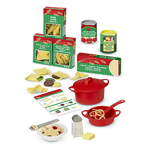 Melissa & Doug Teile Pasta Kochset, Spiellebensmittel, Küchenspielzeug, Rollenspielzeug, Holzspielzeug, Spielset, 3+ Jahre, Geschenk für Jungs oder Mädchen, Merhfarbig von Melissa & Doug