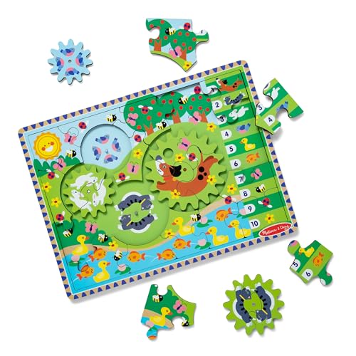 Melissa & Doug Tierjagd-Puzzle aus Holz mit drehenden Zahnrädern – 24 Teile von Melissa & Doug