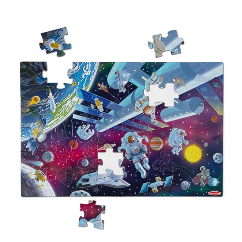 Melissa & Doug Weltraum-Bodenpuzzle aus Karton, das im Dunkeln leuchtet - 48 Teile, für Jungen und Mädchen ab 3 Jahren von Melissa & Doug