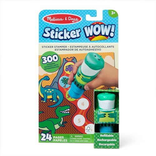 Melissa & Doug Sticker WOW Aufkleberstempel und Aktivitätenblock mit 24 Seiten, 300 Aufkleber, Aktivität Bastelspielzeug Sammlerfigur – Dinosaurier von Melissa & Doug