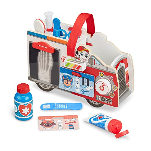 Melissa & Doug PAW Patrol Marshalls Arztset aus Holz, PAW Patrol Rettungswagen mit Erste-Hilfe-Kasten | Ärzte-Set für Kinder | Lernspielzeug für Mädchen oder Jungen ab 3 Jahren | Rollenspiel-Spielzeug von Melissa & Doug