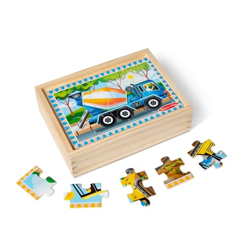 Melissa & Doug 4 Holzpuzzle im Kästchen - Baustelle von Melissa & Doug