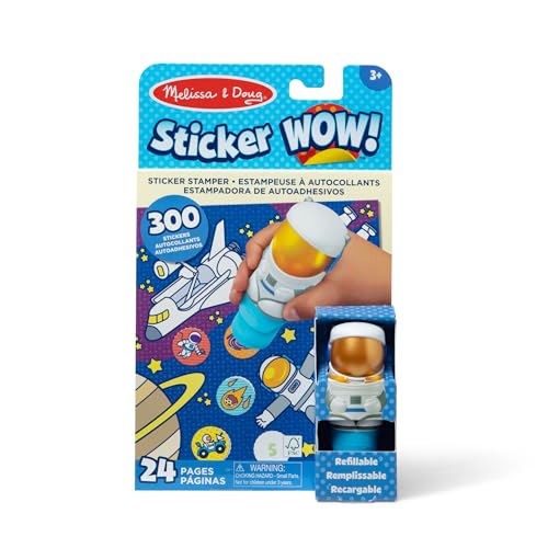 Melissa & Doug Sticker WOW! 24-seitiger Aktivitätenblock und Aufkleberstempel, 300 Aufkleber, Aktivität-Bastelspielzeug Sammlerfigur – Astronaut von Melissa & Doug