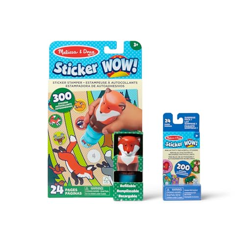 Melissa & Doug Sticker WOW Fuchs-Set: 24-seitiger Aktivitätenblock, Sticker-Stempel, 500 Sticker, Kunst und Handwerk, Sammelfigur von Melissa & Doug