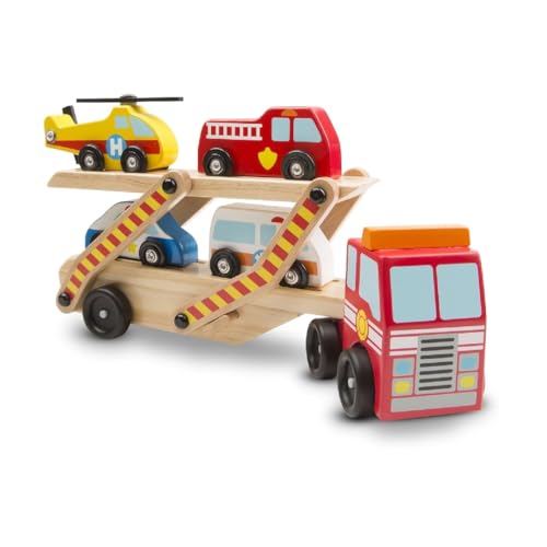 Melissa & Doug Notfallfahrzeugtransporter | Fahrzeuge und Züge aus Holz | LKWs und Fahrzeuge | 3+ | Geschenk für Jungen oder Mädchen von Melissa & Doug