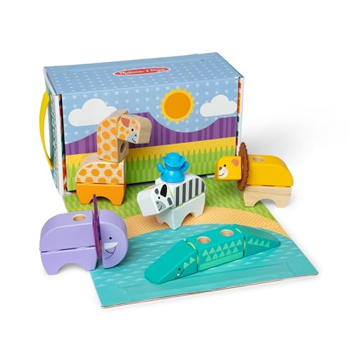 Melissa & Doug Blockables Safari-Spielset mit Holzklötzen zum Kombinieren, Zusammenstecken und Spielen für Jungen und Mädchen im Vorschulalter (34-teilig) von Melissa & Doug