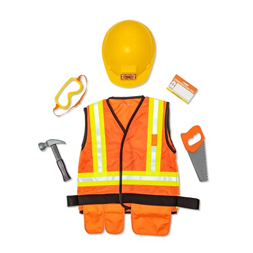 Melissa & Doug Construction Worker Role-Play Costume Set (Pretend Play, High-Quality Fabrics, Machine-Washable, 44.45 cm H x 60.96 cm W x 4.445 cm L) von Melissa & Doug