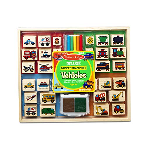 Melissa & Doug | Deluxe Holzstempel-Set | Fahrzeuge Kunst & Handwerk | 3+ Geschenk für Jungen oder Mädchen |Multicolor von Melissa & Doug