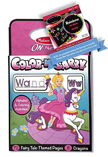 Melissa & Doug Fairy Tale: Color-n-Carry Malblock-Set mit 1 Themen-kompatiblen M&D Scratch Fun Mini-Pad (05392) von Melissa & Doug