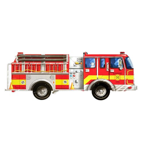 Melissa & Doug Fussbodenpuzzle „Gigantisches Feuerwehrfahrzeug" | Puzzle für Kinder | 3+ |Geschenk für Jungen oder Mädchen, Schwarz und Weiß von Melissa & Doug