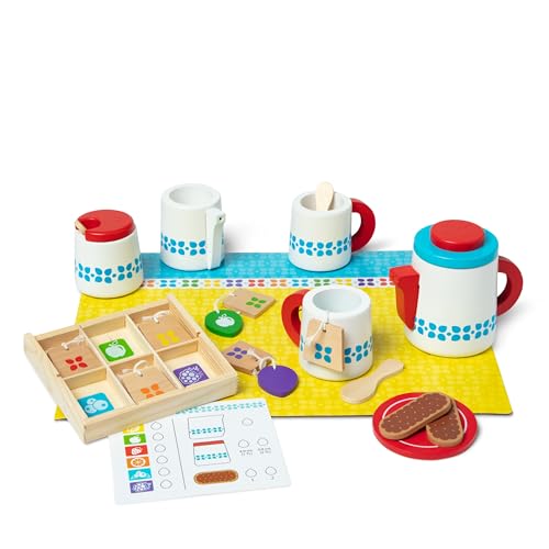 Melissa & Doug Hölzernes Teeservice Zum Ziehenlassen Und Servieren | Rollenspielzeug | Holzspielzeug | Geschenk für Jungen oder Mädchen von Melissa & Doug