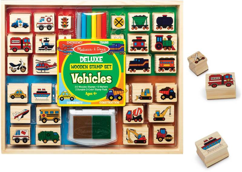 Melissa &  Doug Holzstempelset Autos, Babyspielzeug von Melissa & Doug