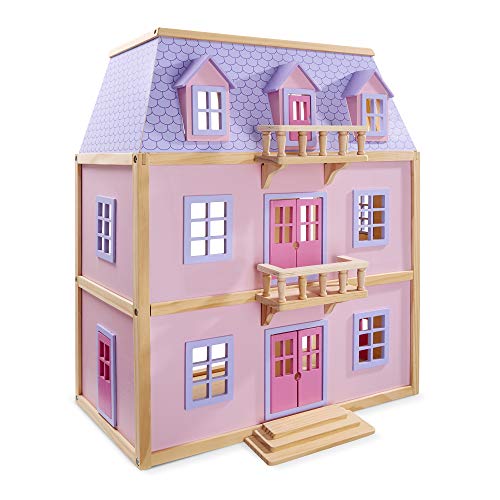 Melissa & Doug Mehrstöckiges Puppenhaus aus Holz mit Möbeln (19 Teile) von Melissa & Doug