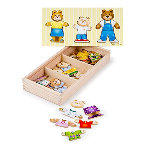 Melissa & Doug Mix 'n Match Holzpuzzle zum Ankleiden einer Bärenfamilie mit Aufbewahrungsbehälter (45 Teile) von Melissa & Doug