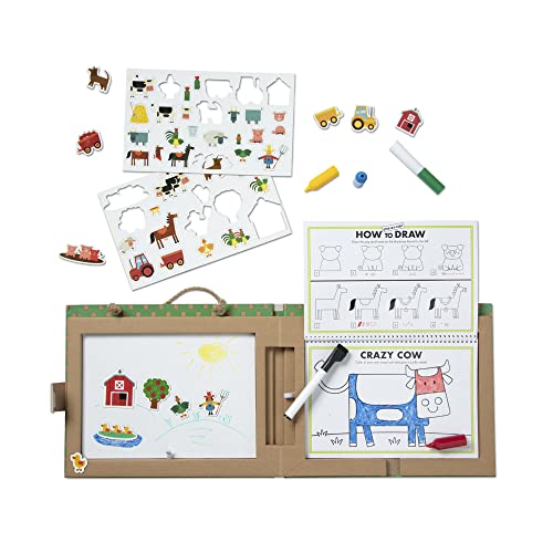 Melissa & Doug | Natural Play: Spielen, Zeichnen, Kreieren, Wiederverwendbares | Mal & Magnet-Set - Bauernhof (38 Magnete, 5 Whiteboard-Markierstifte) von Melissa & Doug