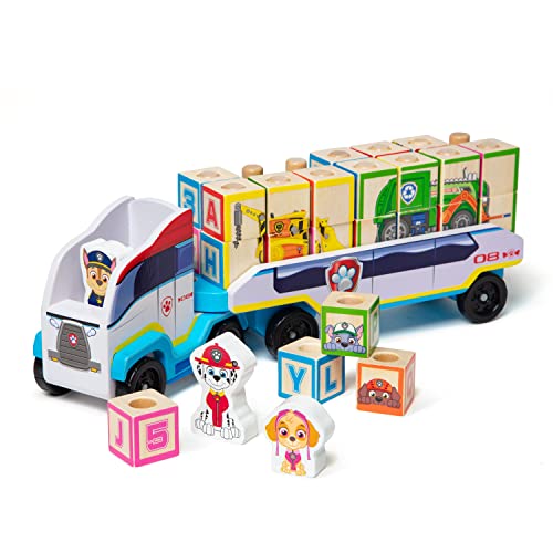 Melissa & Doug PAW Patrol ABC , Riesen-Lkw aus Holz mit Anhänger , Holzklötze , Holzspielzeug , Lernspielzeug , Figuren und Puzzle-Kunst , 3 - 8 Jahre , Geschenk für Jungs oder Mädchen von Melissa & Doug