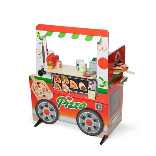Melissa & Doug Pizza Food-Truck-Aktivitätencenter aus Holz mit Spielzeugessen, für Jungen und Mädchen ab 3 Jahren von Melissa & Doug