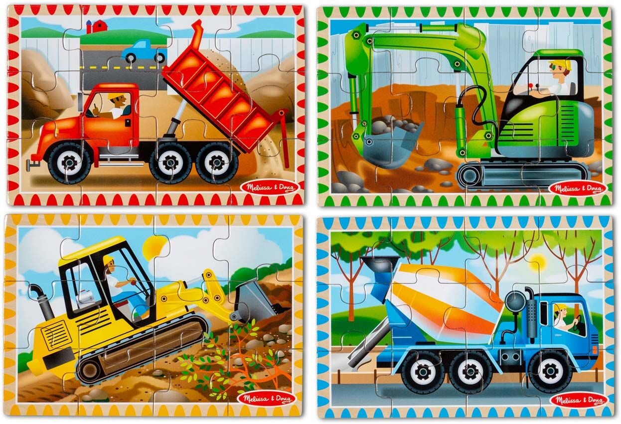 Melissa &  Doug Puzzles Baustellenfahrzeuge 4-in-1, 12 Teile von Melissa & Doug