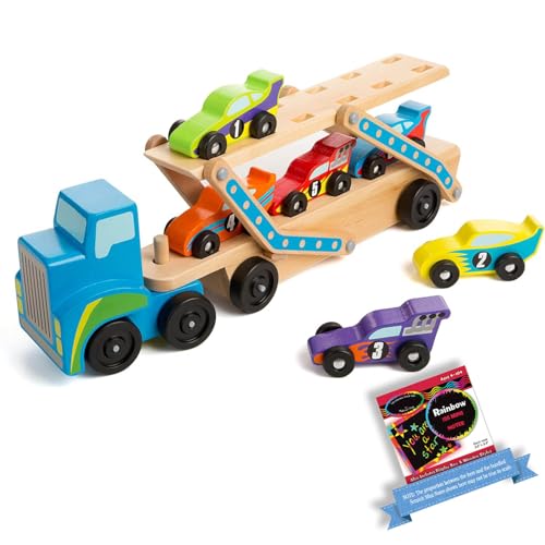 Melissa & Doug Rennwagen mit überdimensionalem Träger Bundle mit 1 Thema kompatibles M&D Scratch Fun Mini-Pad (02759) von Melissa & Doug