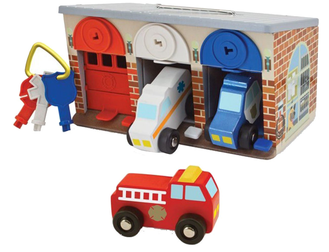 Melissa &  Doug Rettungsgarage mit Wagen und Schlüssel von Melissa & Doug