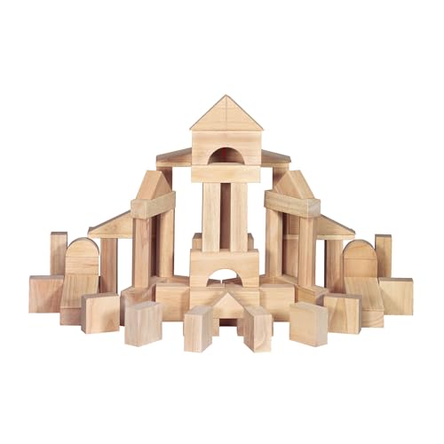 Melissa & Doug Standardeinheitsbauklötze aus Massivholz mit Ablage zur Aufbewahrung aus Holz (60 Stück) – Klassische Holzklötze für Kleinkinder ab 2 Jahren von Melissa & Doug