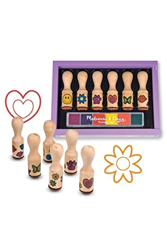 Melissa & Doug 12407 Happy Handles Stempelset aus Holz, mit Schablonen, mehrfarbig von Melissa & Doug