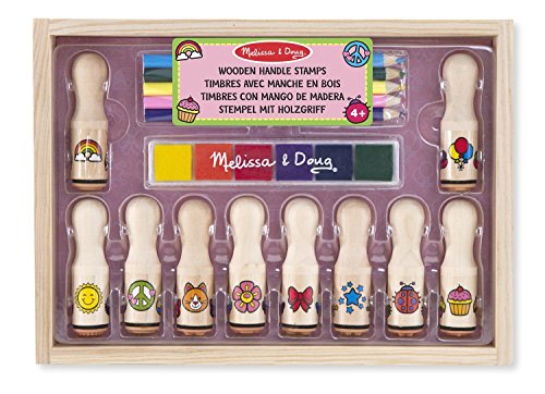 Melissa & Doug - Stempel Mit Holzgriff Luxusausführung - Stempelset Kinder, kleine Geschenke für Kinder Gastgeschenke Kinder ab 4, Kinderspielzeug, 4, 5, 6 Jahre von Melissa & Doug