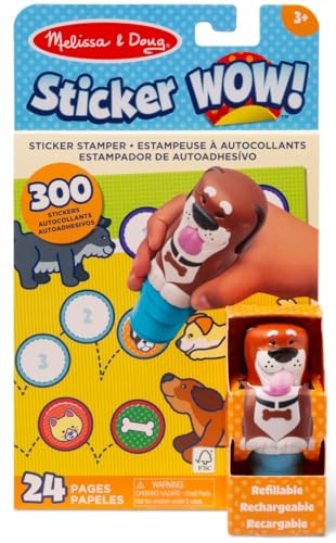 Melissa & Doug WOW Hunde-Sticker-Stempel-Set mit 300 Stickern, Aufkleberstempel & Aktivitätenblock von Melissa & Doug