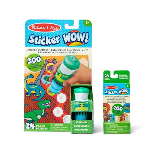 Melissa & Doug Sticker Wow! Dinosaurier-Paket: 24-seitiger Aktivitätenblock, Aufkleberstempel, 500 Aufkleber, Kunst- und Bastelspielzeug Sammelfigur von Melissa & Doug