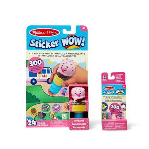 Melissa & Doug Sticker WOW! Eiscreme-Paket: 24-seitiger Aktivitätenblock, Aufkleberstempel, Mini-Aktivitätenblock, 500 Aufkleber, Kunst und Bastelspielzeug, Sammelfigur von Melissa & Doug