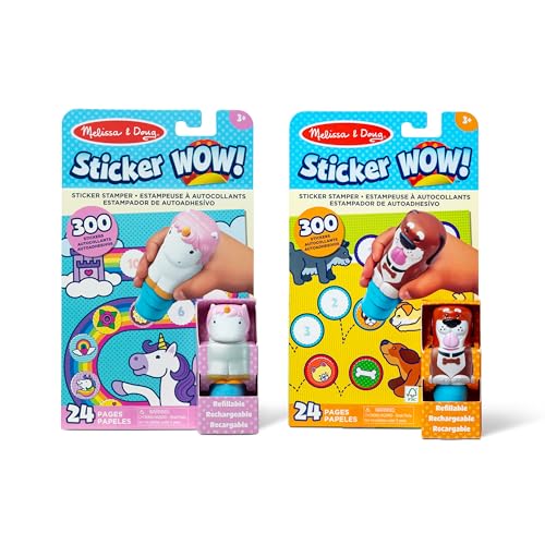 Melissa & Doug Sticker WOW Hunde- und Einhorn-Paket: 2 Aktivitätsblöcke, 2 Sticker-Stempel, 600 Sticker von Melissa & Doug