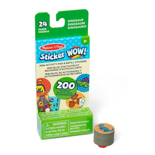 Melissa & Doug Sticker WOW! Mini-Aktivitätenblock und 200 Aufkleber zum Nachfüllen für den Aufkleberstempel Aktivität Bastelspielzeug zum Sammeln – Dinosaurier-Aufkleber - FSC zertifizierte Melissa & Doug Sticker WOW! Mini-Aktivitätenblock und 200 Aufkleber zum Nachfüllen für den Aufkleberstempel Aktivität Bastelspielzeug zum Sammeln – Dinosaurier-Aufkleber - FSC zertifizierte von Melissa & Doug