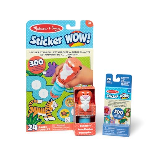 Melissa & Doug Sticker Wow! Tiger-Paket: 24-seitiger Aktivitätenblock, Aufkleberstempel, 500 Aufkleber, Kunst- und Bastelspielzeug Sammelfigur von Melissa & Doug